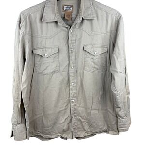 Schmidt Workwear shirt Mens‎ XL Tan Cotton Western Pearl Snap cowboy ranch farm